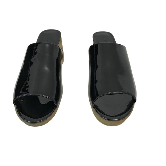 AEROSOLES Black Faux Patent Leather Siz 13 Canie Heeled Open Toe - Picture 1 of 6